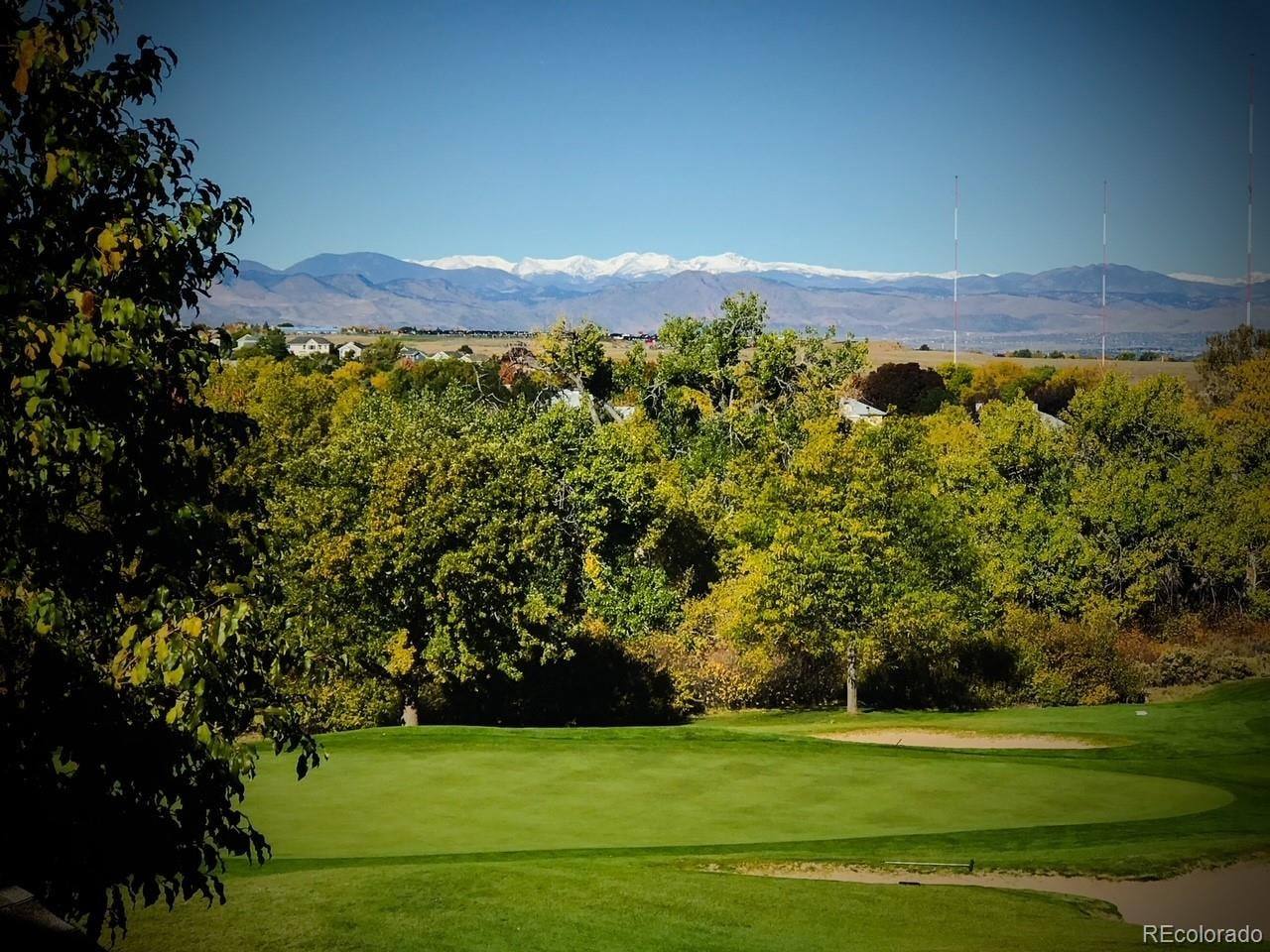 Golf course and mountains from Palomino Park in Highlands Ranch